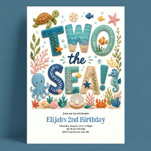 Two The Sea 2nd Birthday Boy Invitation