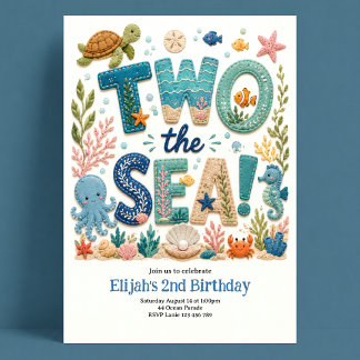 Two The Sea 2nd Birthday Boy Invitation