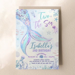 Two the Sea Birthday Invitation Pastel Mermaid