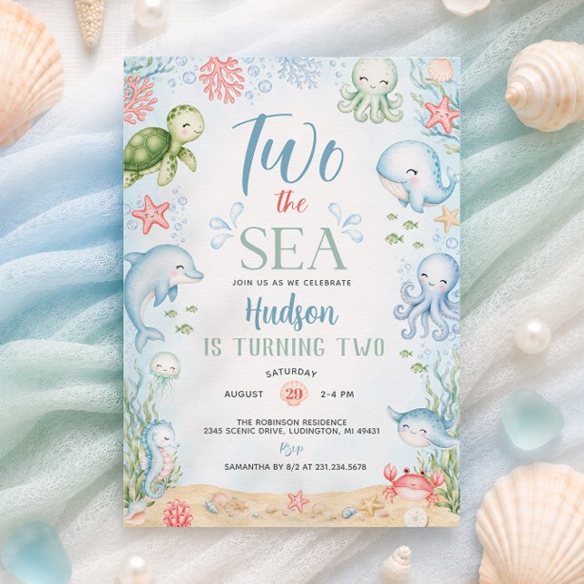 Two the Sea Boy 2nd Birthday Invitation (Two the Sea Boy 2nd Birthday Invitation)
