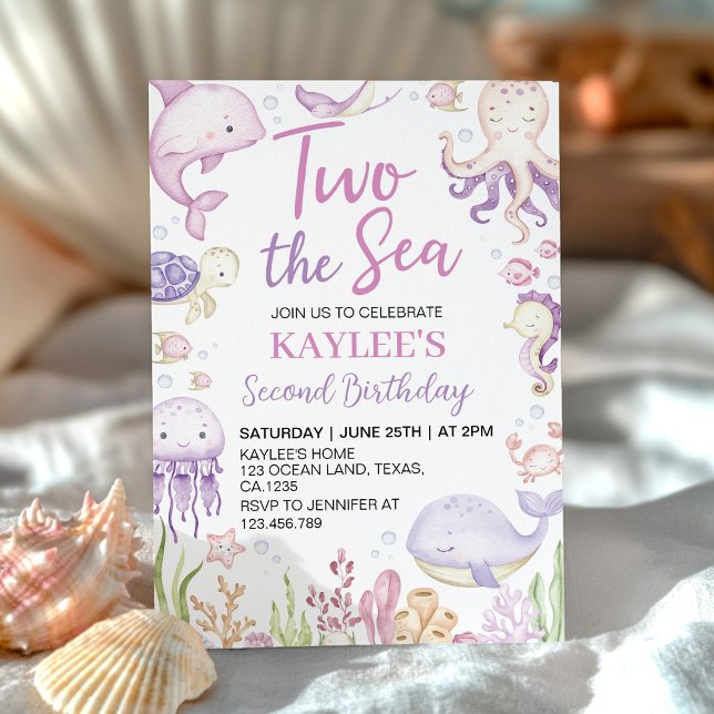 Two the Sea Cute Ocean Animals Birthday Invitation (Creator Uploaded)