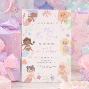 Two the Sea Little Mermaid 2nd Birthday Invitation