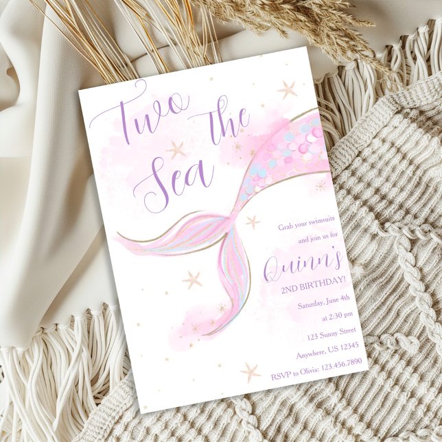 Two the Sea Mermaid Birthday Pool Party Invitation (Creator Uploaded)