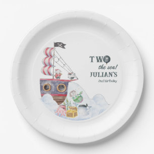 Two The Sea Pirate Ship Mermaid 2nd Birthday Party Paper Plate