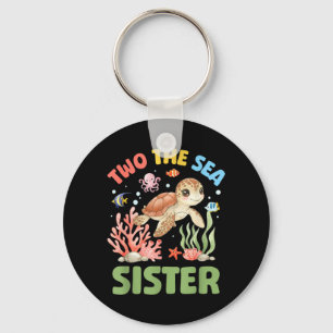 Two The Sea Sister 2nd Birthday Sea Turtle Girl Key Ring