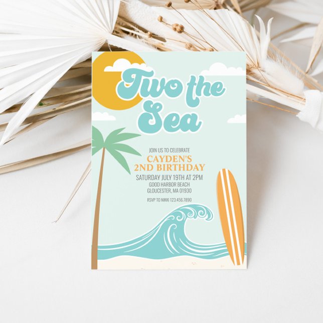 Two the Sea Surf Beach 2nd Birthday Invitation (Creator Uploaded)