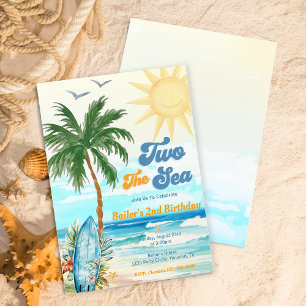 Two the Sea Surf Beach 2nd Birthday  Invitation