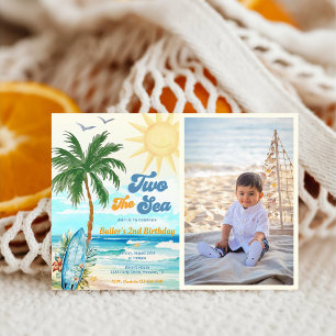 Two the Sea Surf Beach 2nd Birthday Photo  Invitation