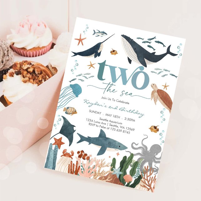 Two The Sea Under The Sea 2nd Birthday Invitation (Creator Uploaded)