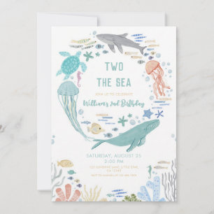 Two The Sea Whale Boy 2nd Birthday Invitation