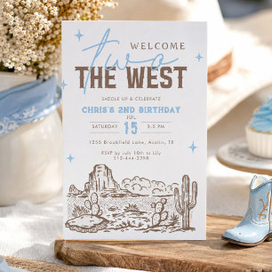 Two the West 2nd Birthday Invitation Western 