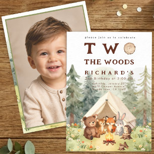 Two the Woods Happy Camper 2nd Birthday Photo Invitation