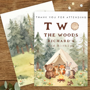 Two the Woods Happy Camper 2nd Birthday Thank You Card