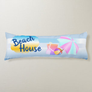 Two Themes Blue and Pink Beach House Body Cushion