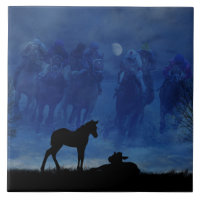 Two Thoroughbred Racehorse Foals Ceramic Tile
