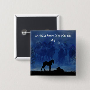 Two Thoroughbred Racehorse Foals Pin Button