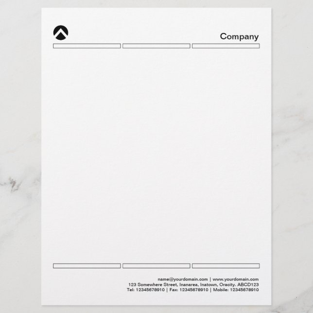 Two Three Section Lines - Outlined Custom Letterhead (Front)