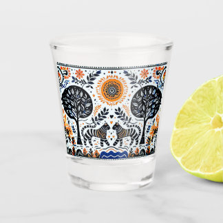 two tigers in the forest shot glass