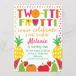 Two-tii Fruit Come Celebrate 2nd Birthday invite