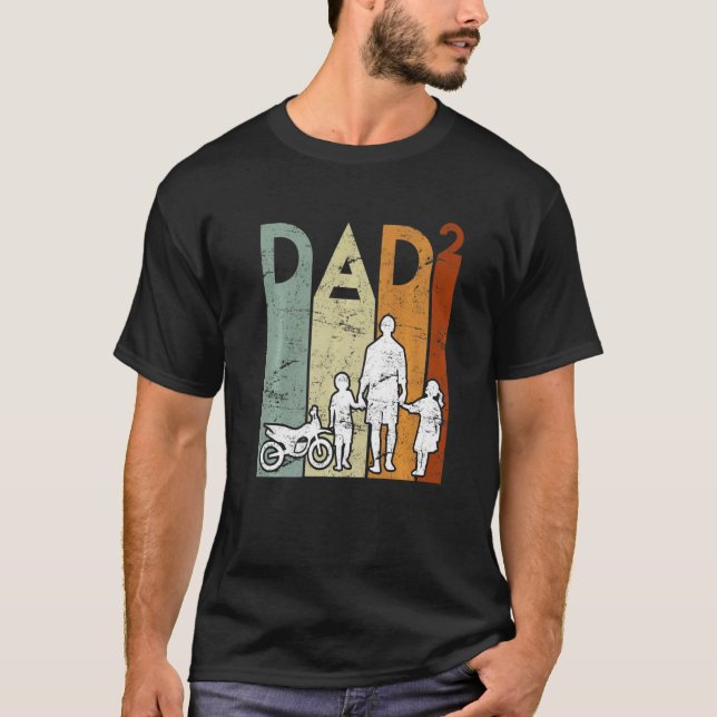 Two Times Dad Motorcycle Father Dad 2 Kids Father  T-Shirt (Front)