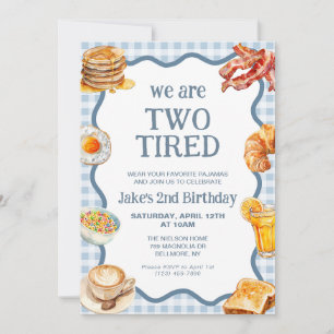 Two Tired Breakfast Birthday Party Invitation
