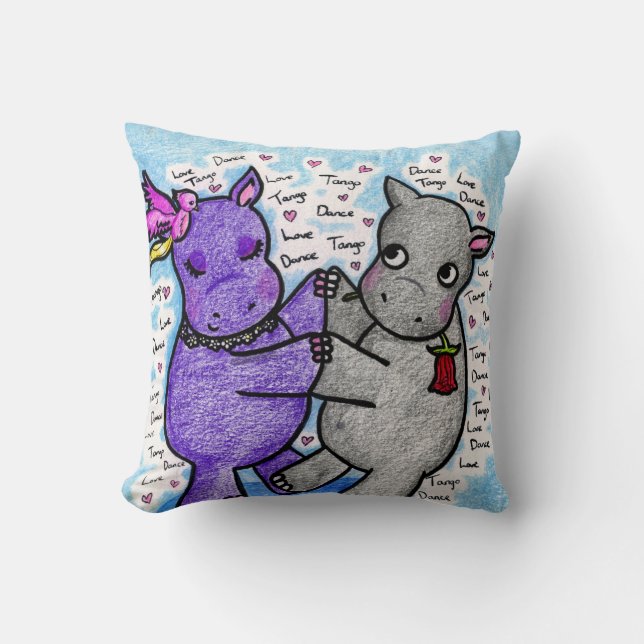Two to Tango Hippos Cushion (Front)