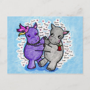 Two to Tango Hippos Postcard