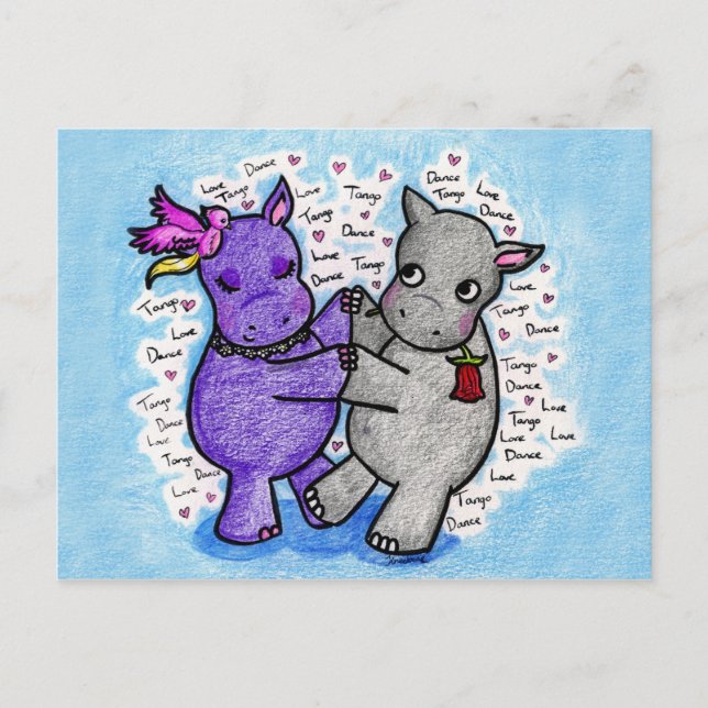 Two to Tango Hippos Postcard (Front)