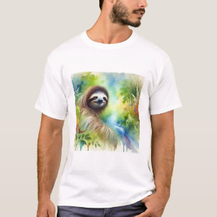 Two Toed Sloth 040924AREF136 - Watercolor T-Shirt