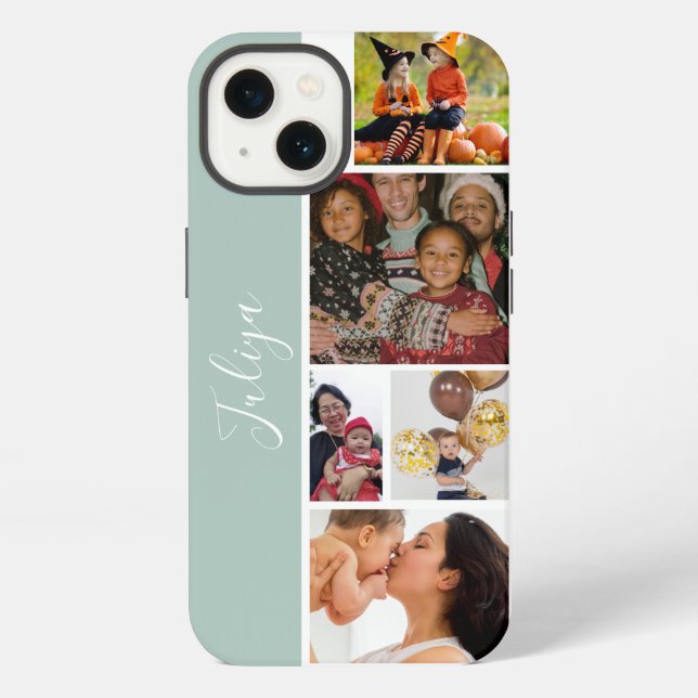 two tone 5 photo collage script iPhone case (Back)
