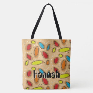 Two Tone Beige and Pink Jelly Beans Tote Bag