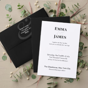 Two-Tone Black Ampersand Wedding Invitation QR