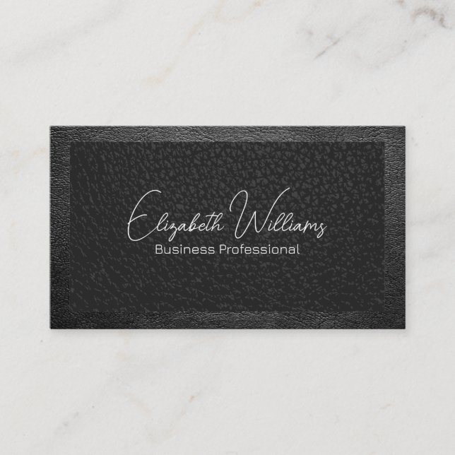Two Tone Black Leather Texture Business Card (Front)