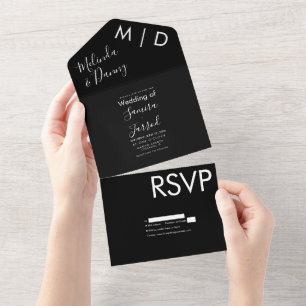 Two Tone Black Typography All In One Invitation