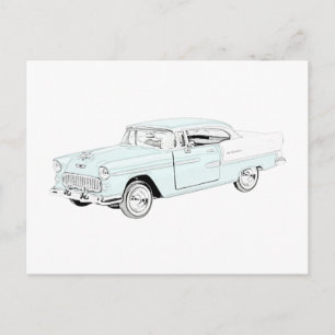 Two Tone Blue and White Chevy Bel Air Postcard