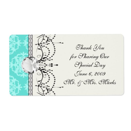two tone blue damask shipping label