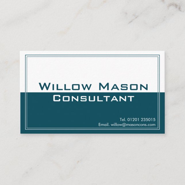 Two Tone Blue White, Professional Business Card (Front)