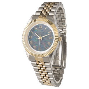 Two-Tone Bracelet Black Opal Style Dial Watch