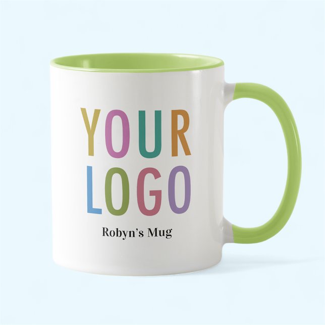 Two Tone Branded Mug Custom Logo & Name Lime Green (MISOOK 11 oz Lime Green Inside Mug with Logo)