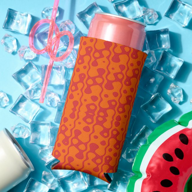 Two tone brown abstract seltzer can cooler (In Situ Summer)