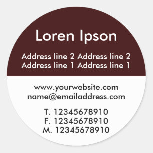 Two Tone Brown and White II Business / Profile Classic Round Sticker