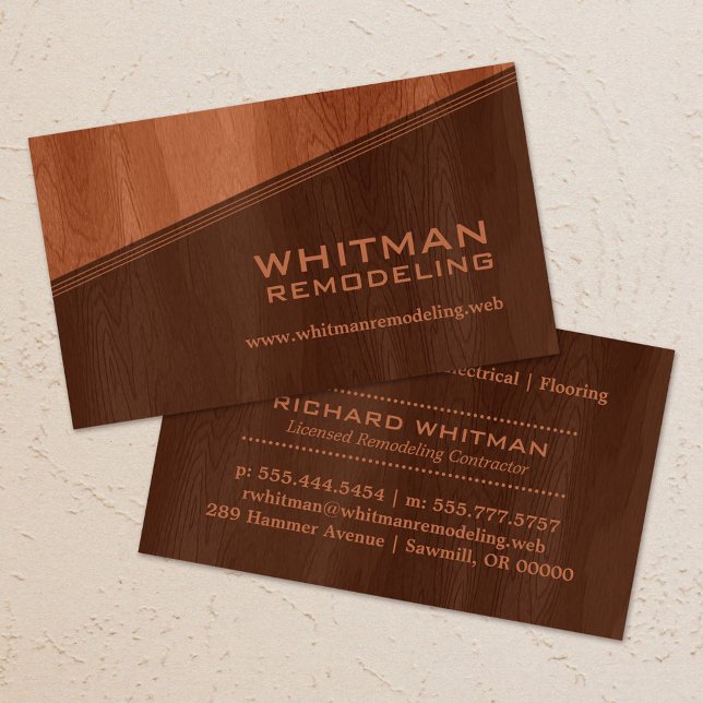 Two-Tone Brown Woodgrain Professional Business Card (Two-Tone Brown Woodgrain Professional Business Card)