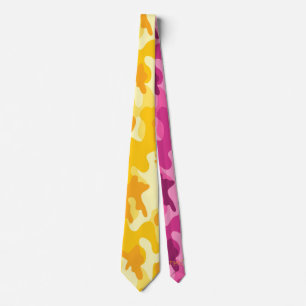 Two Tone Camo Pink Yellow Monogram Groomsman Tie