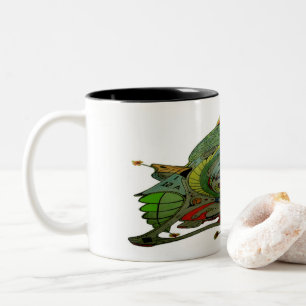 Two Tone Coffee Mug With Spaceship Art 1 B.1