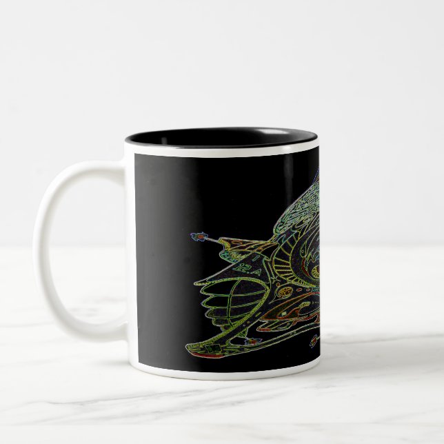 TWO TONE COFFEE MUG WITH SPACESHIP ART 1 E.1 (Left)