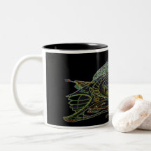 Two Tone Coffee Mug With Spaceship Art 1 E.1
