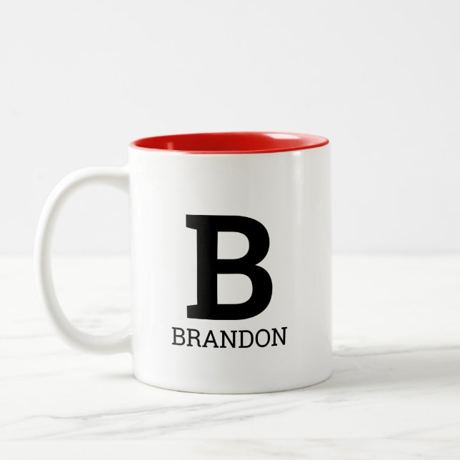 Two tone color coffee mug gift with name monogram (Left)