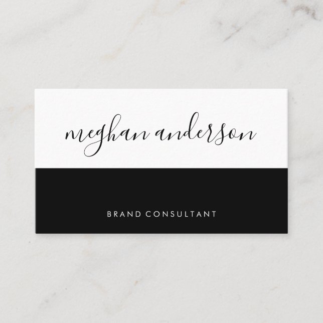 Two Tone Colour Block Black Signature Business Card (Front)