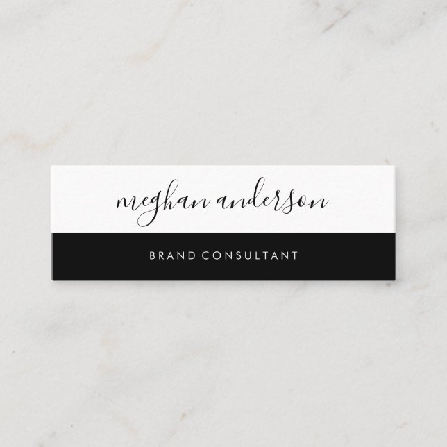 Two Tone Colour Block Black Signature Mini Business Card (Front)