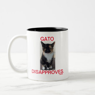 Two-Tone Cup, Gato Disapproves Coffee Mug